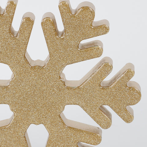 Dh Wooden Silver Snowflake Table Décor 6.5 In