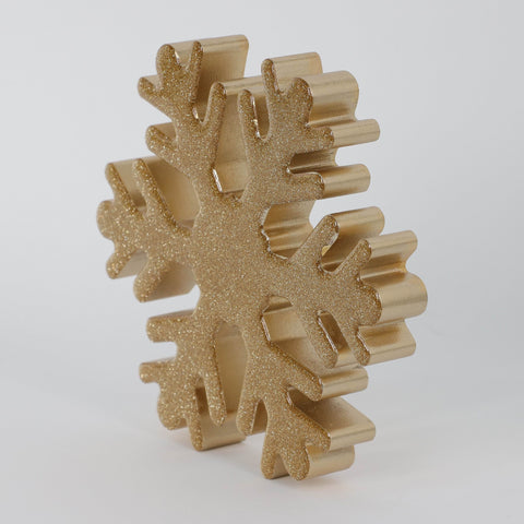 Dh Wooden Silver Snowflake Table Décor 6.5 In