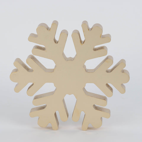 Dh Wooden Silver Snowflake Table Décor 6.5 In