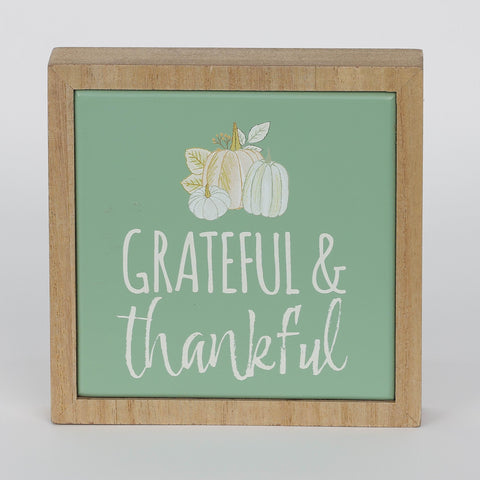 Harvest Grateful and Thankful MDF Table Décor