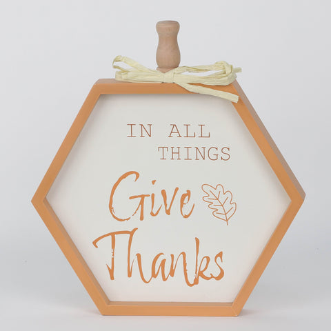 Harvest "Give Thanks" Hexagonal Table Decor