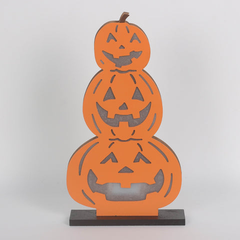 Halloween Jack-o'-Lantern Stack with LED Lights | Spooky Pumpkin Decoration