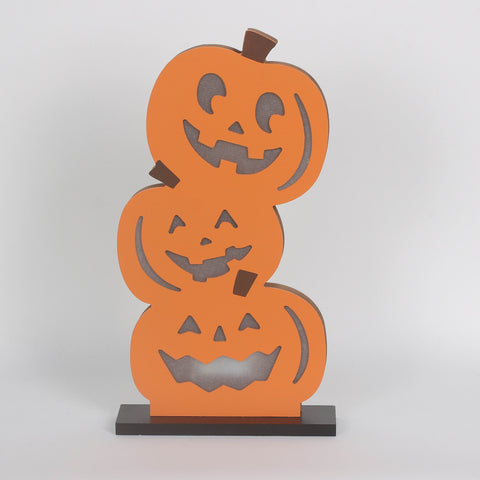 Halloween Jack-o'-Lantern Stack with LED Lights | Spooky Pumpkin Decoration