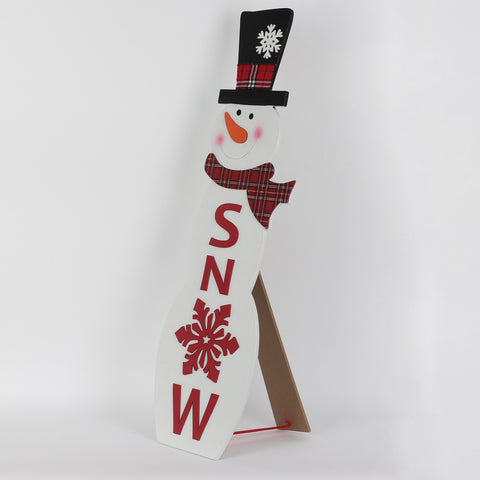 Christmas 9.5*0.625*32.0'' Mdf Snowman Sign Décor | Christmas Decor | Festive Holiday Decoration