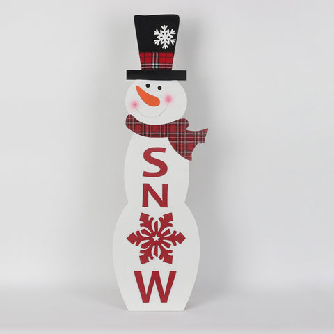 Christmas 9.5*0.625*32.0'' Mdf Snowman Sign Décor | Christmas Decor | Festive Holiday Decoration