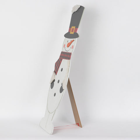 Christmas 9.625*0.625*32.0'' Mdf Snowman Décor W/Black Hat | Christmas Decor | Festive Holiday Decoration