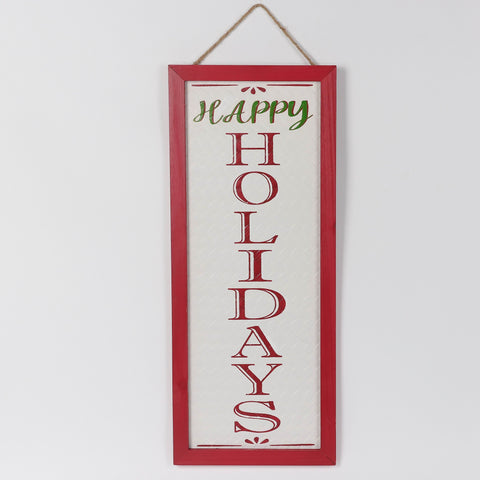 Christmas 9.75*0.5*23.75'' Happy Holidays Sign Wall Hanger | Christmas Decor | Festive Holiday Decoration
