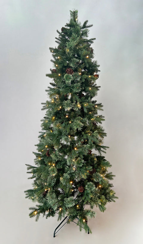 7.5Ft Pre-Lit Pe/Cashmere/Pvc Tips Artificial Tree