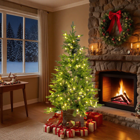 5Ft Pre-Lit Pe/Pvc Tips Porch Tree