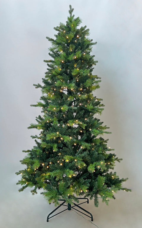 7.5Ft Pre-Lit Pe/Hard Needle/Pvc Tips Artificial Tree