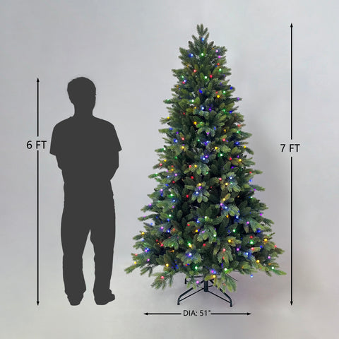 7Ft Pre-Lit Pe/Pvc Tips Artificial Tree W/Rain Drop