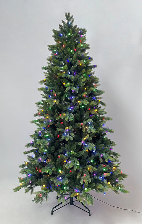 7Ft Pre-Lit Pe/Pvc Tips Artificial Tree W/Rain Drop