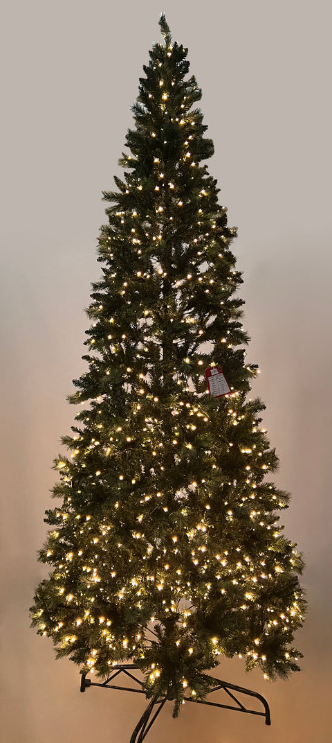 12Ft Pre-Lit Hard Needle/Pvc Tips Artificial Tree W/O Flock (Green)