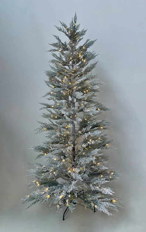 5Ft Pre-Lit Pe Tips Artificial Flocked Tree
