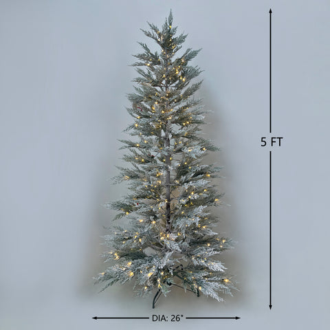 5Ft Pre-Lit Pe Tips Artificial Flocked Tree