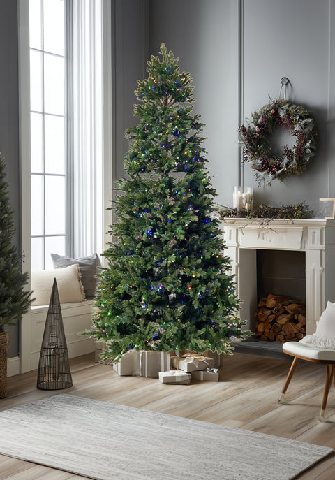 9Ft Pre-Lit Pe/Pvc Tips Artificial Tree