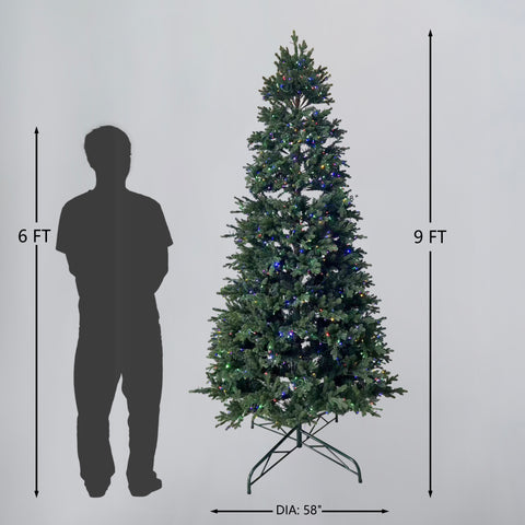 9Ft Pre-Lit Pe/Pvc Tips Artificial Tree