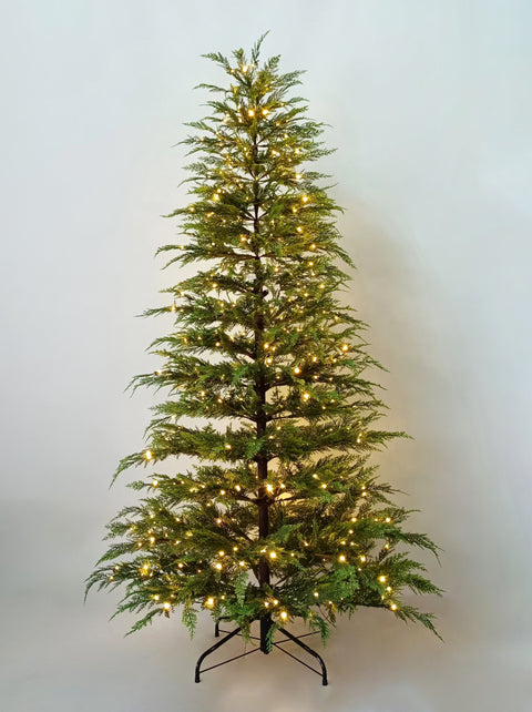 7Ft Pre-Lit Pe Tips Artificial Flocked Tree