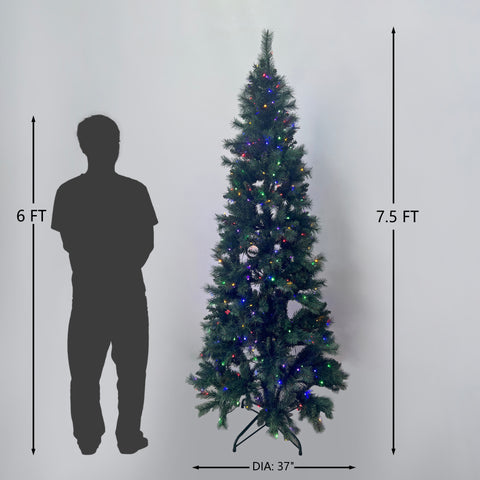 7.5Ft Pre-Lit Hard Needle/Pvc Tips Artificial Tree