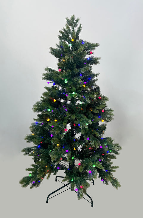 5Ft Pre-Lit Pe/Pvc Tips Artificial Tree W/Rain Drop