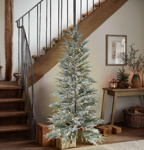 7Ft Pre-Lit Pe Tips Artificial Flocked Tree