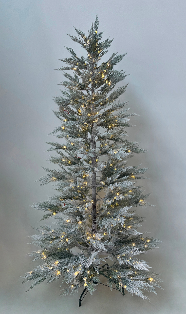 7Ft Pre-Lit Pe Tips Artificial Flocked Tree