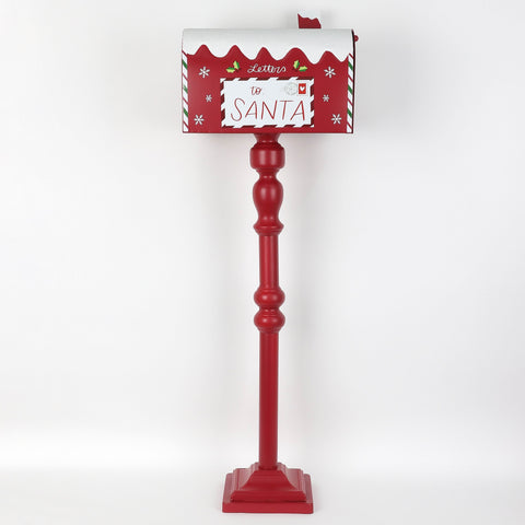 Red Metal Christmas Mailbox for Outdoor and Indoor Décor