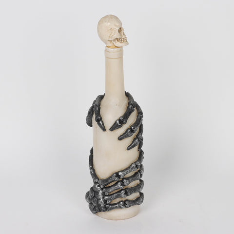 3.0*12.75'' White Bottle W/Iron Hands Décor