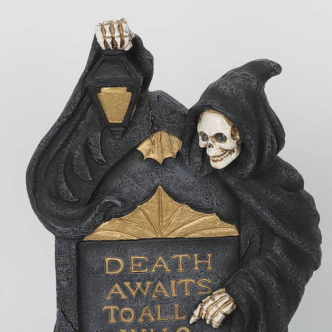 8.0*2.5*12.75''Black Death Awaits Ghost Tombstone Décor