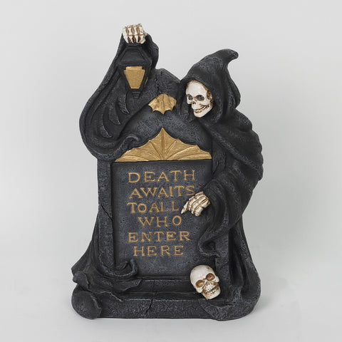 8.0*2.5*12.75''Black Death Awaits Ghost Tombstone Décor