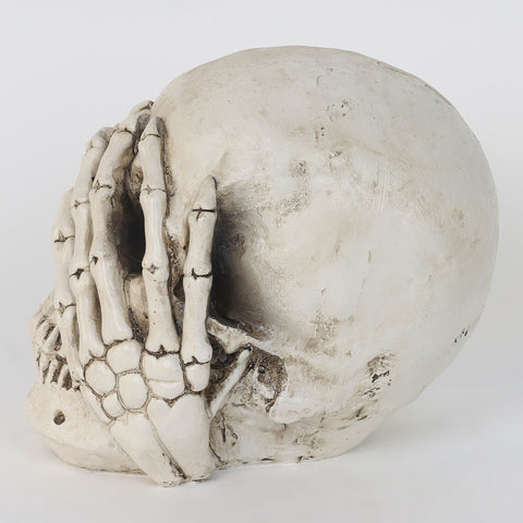6.0*3.75*5.5''Lighting Ghost White Skull Décor W/Hands Cover Eyes