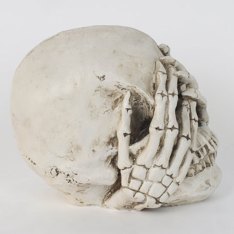 6.0*3.75*5.5''Lighting Ghost White Skull Décor W/Hands Cover Eyes