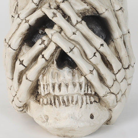 6.0*3.75*5.5''Lighting Ghost White Skull Décor W/Hands Cover Eyes