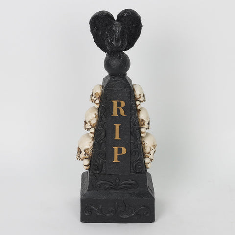 4.75*3.75*12.75'' Black Rip Décor W/Skull