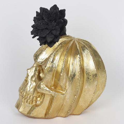 5.0*7.0*8.5''Gold Resin Skull Décor W/Lite