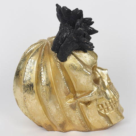 5.0*7.0*8.5''Gold Resin Skull Décor W/Lite