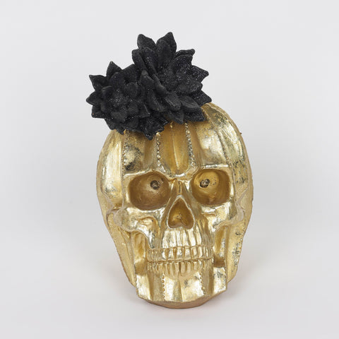 5.0*7.0*8.5''Gold Resin Skull Décor W/Lite