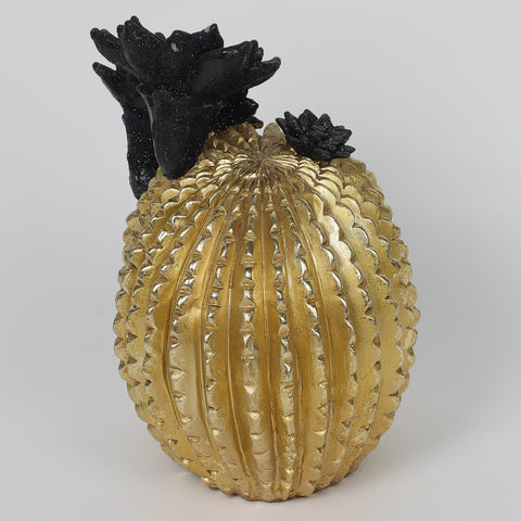 5.0*6.75*8.25''Gold Resin Skull Décor W/Lite