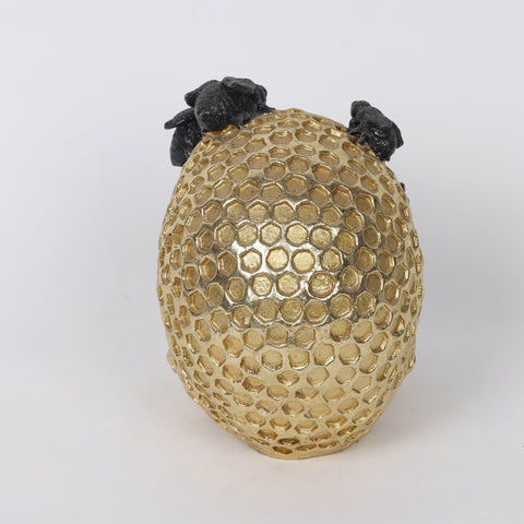 7.25*4.5*5.75'' Gold&Black Skull Décor W/Lite