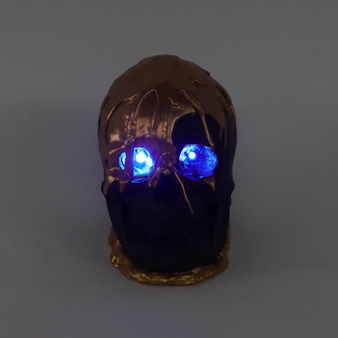 6.75*4.25*5.125'' Gold&Black Skull Décor W/Lite