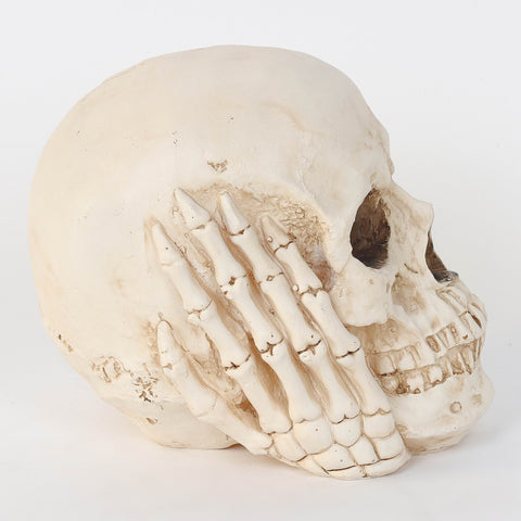 6.25*4.0*5.25''Ghost White Skull Décor W/Hands Cover Ears