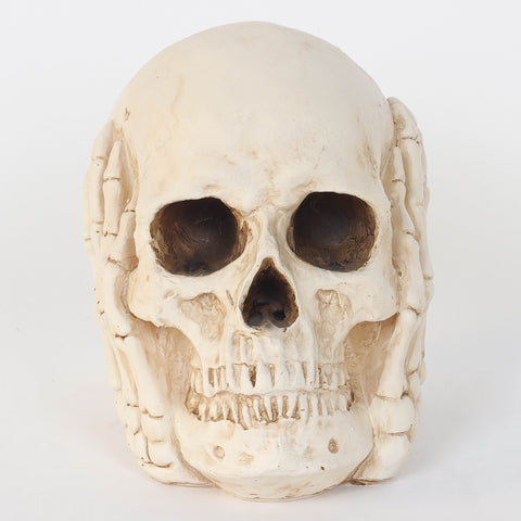 6.25*4.0*5.25''Ghost White Skull Décor W/Hands Cover Ears