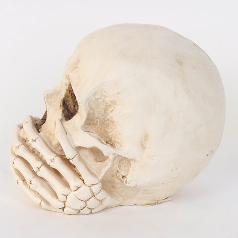 6.25*4.0*5.25''Ghost White Skull Décor W/Hands Cover Mouths
