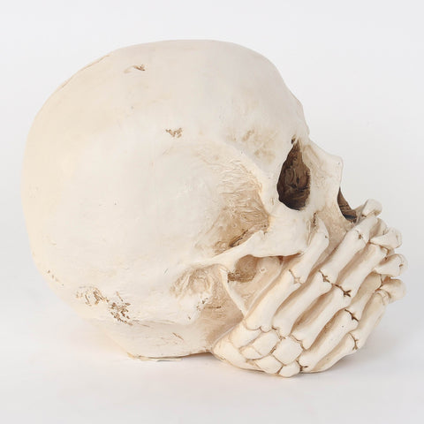 6.25*4.0*5.25''Ghost White Skull Décor W/Hands Cover Mouths