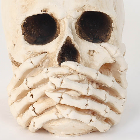 6.25*4.0*5.25''Ghost White Skull Décor W/Hands Cover Mouths