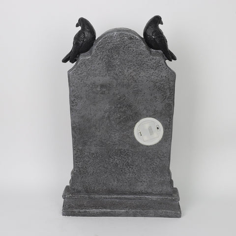 24.75'' Foam RIP Tombstone Décor with Stacked Pumpkins & Crows – Halloween Yard Decoration for Spooky Haunted Outdoor Displays