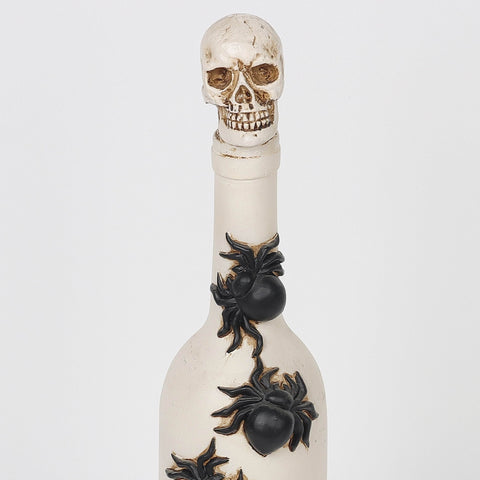 2.625*13.75'' White Skull Cover Bottle W/Spiders Décor