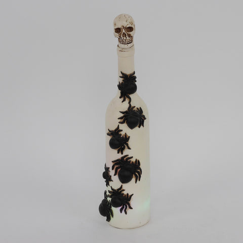 2.625*13.75'' White Skull Cover Bottle W/Spiders Décor