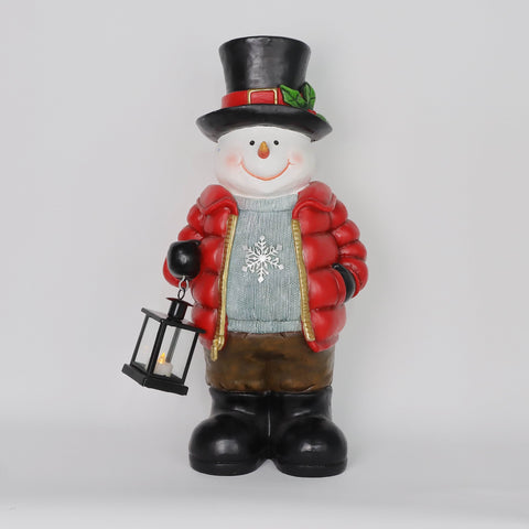 Christmas Resin Snowman W/ Light Décor