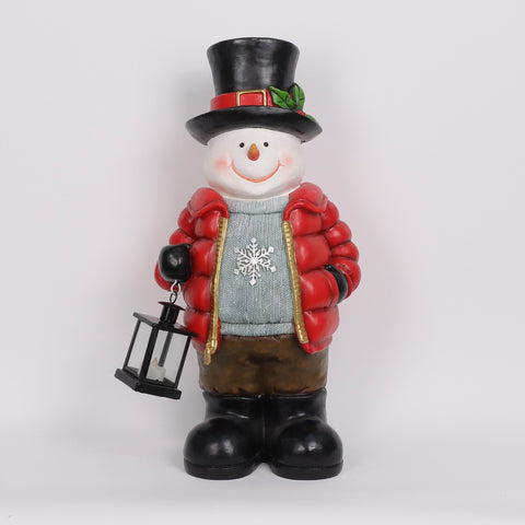 Christmas Resin Snowman W/ Light Décor